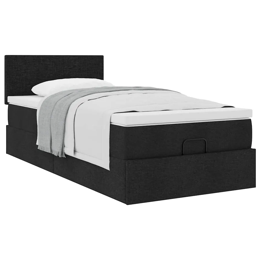 Cadre de lit ottoman avec matelas noir 80x200 cm tissu - 5