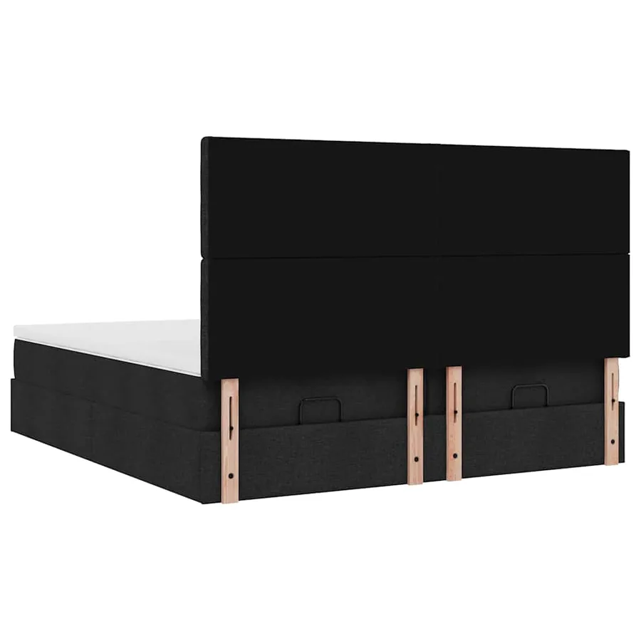 Cadre de lit ottoman avec matelas noir 160x200 cm tissu - 9