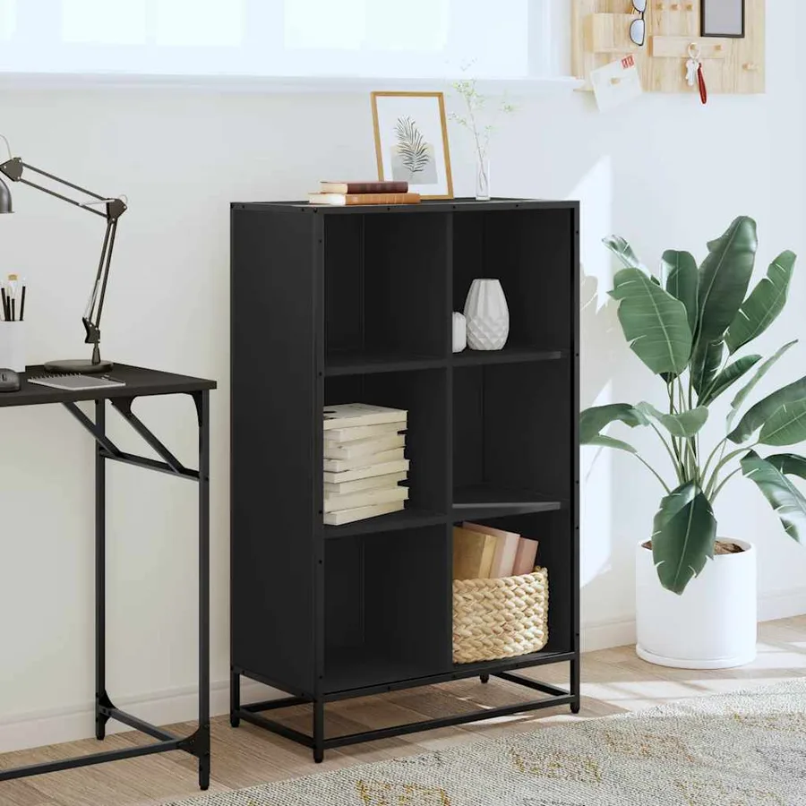 Bibliothèque noir 65,5x33x107,5 cm bois d'ingénierie - 3