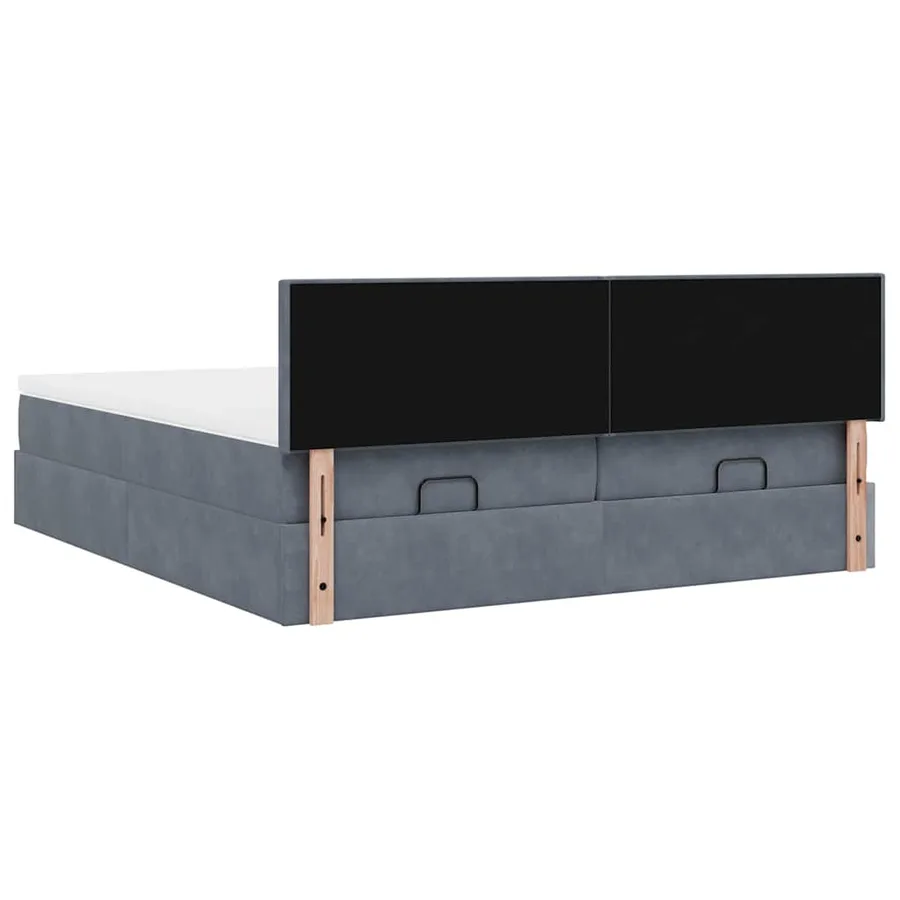 Cadre de lit ottoman avec matelas gris foncé 180x200cm velours - 12