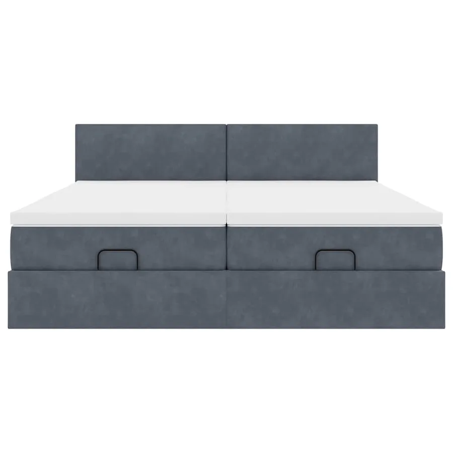 Cadre de lit ottoman avec matelas gris foncé 180x200cm velours - 8