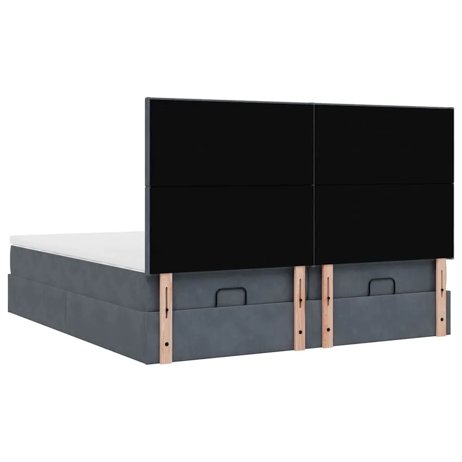Cadre de lit ottoman avec matelas gris foncé 180x200cm velours - 9