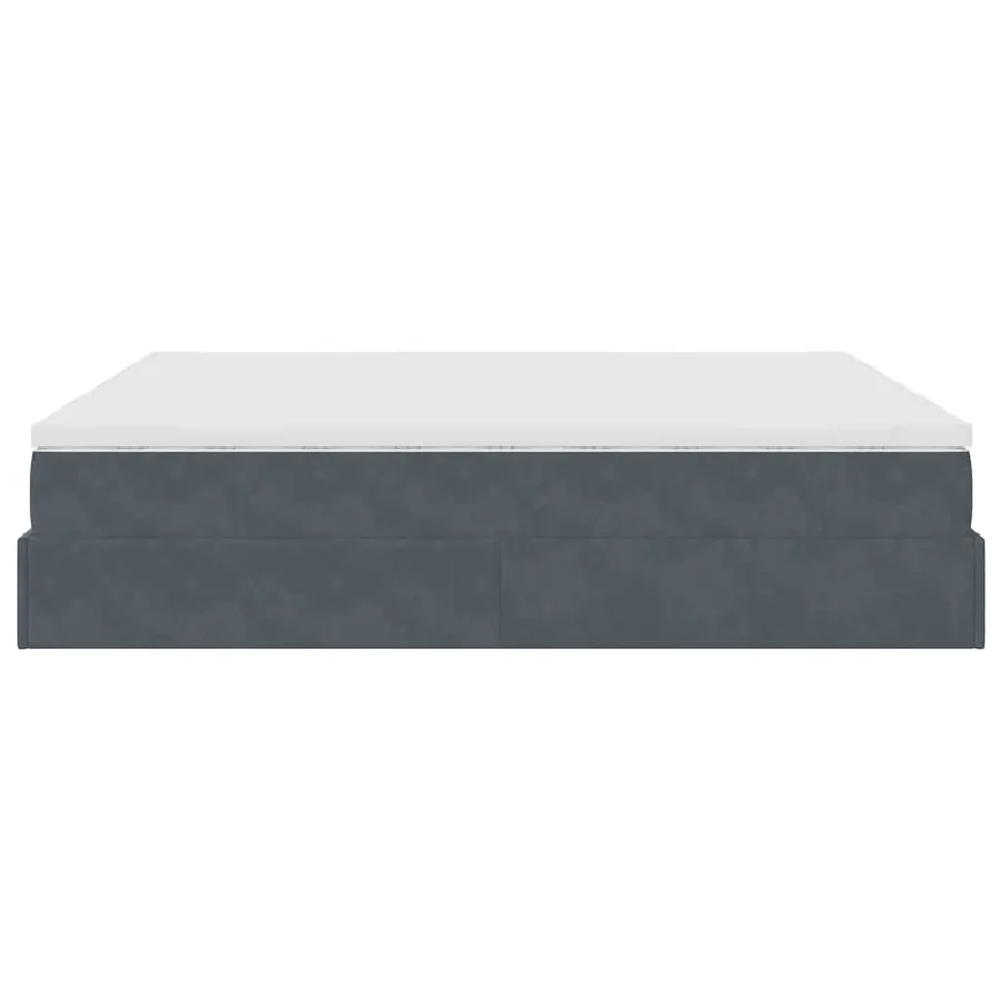 Cadre de lit ottoman avec matelas gris foncé 180x200cm velours - 8