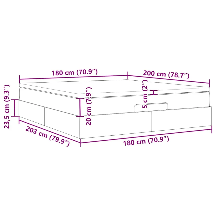 Cadre de lit ottoman avec matelas gris 180x200 cm similicuir - 17