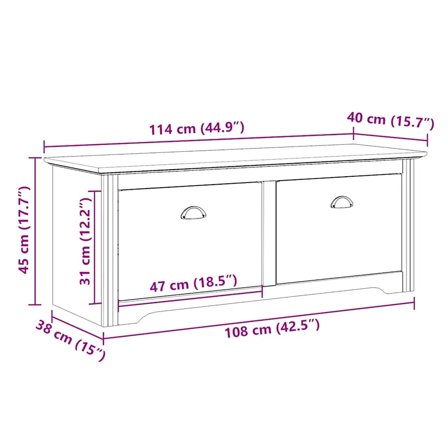 Banc de couloir BODO gris 114x40x45 cm - 9