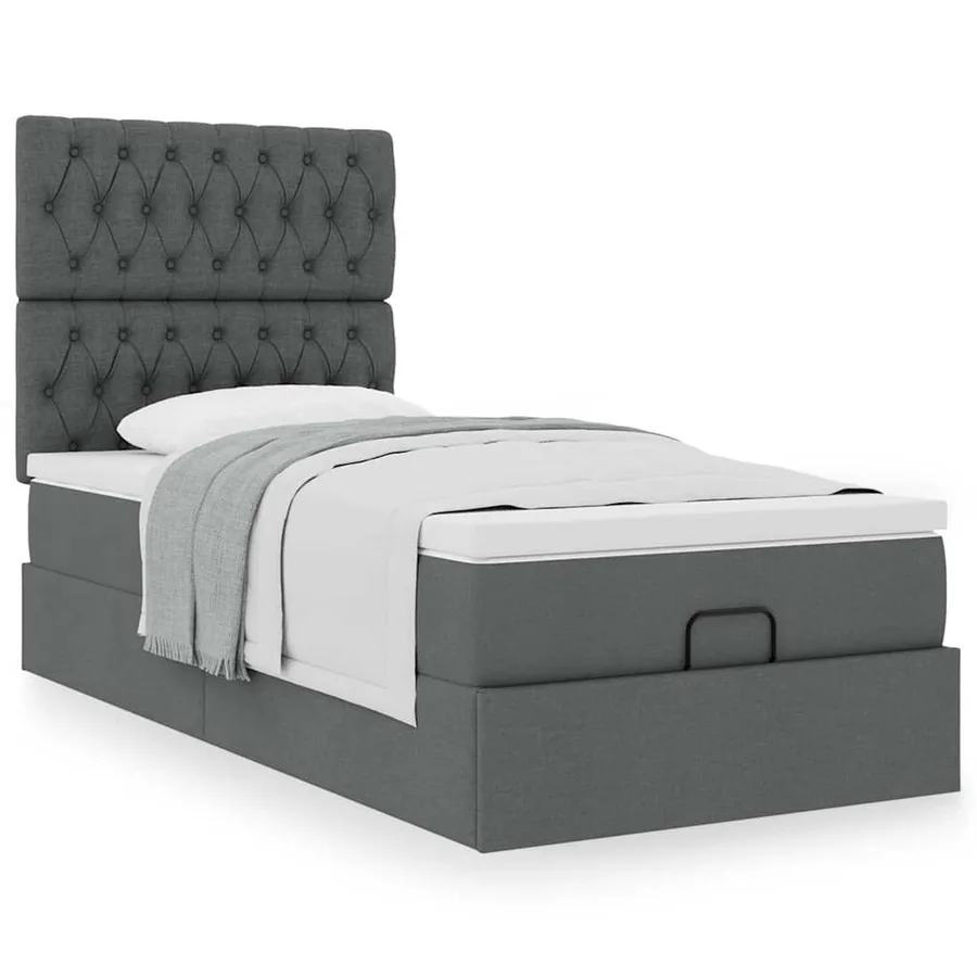 Cadre de lit ottoman avec matelas gris foncé 80x200 cm tissu - 4
