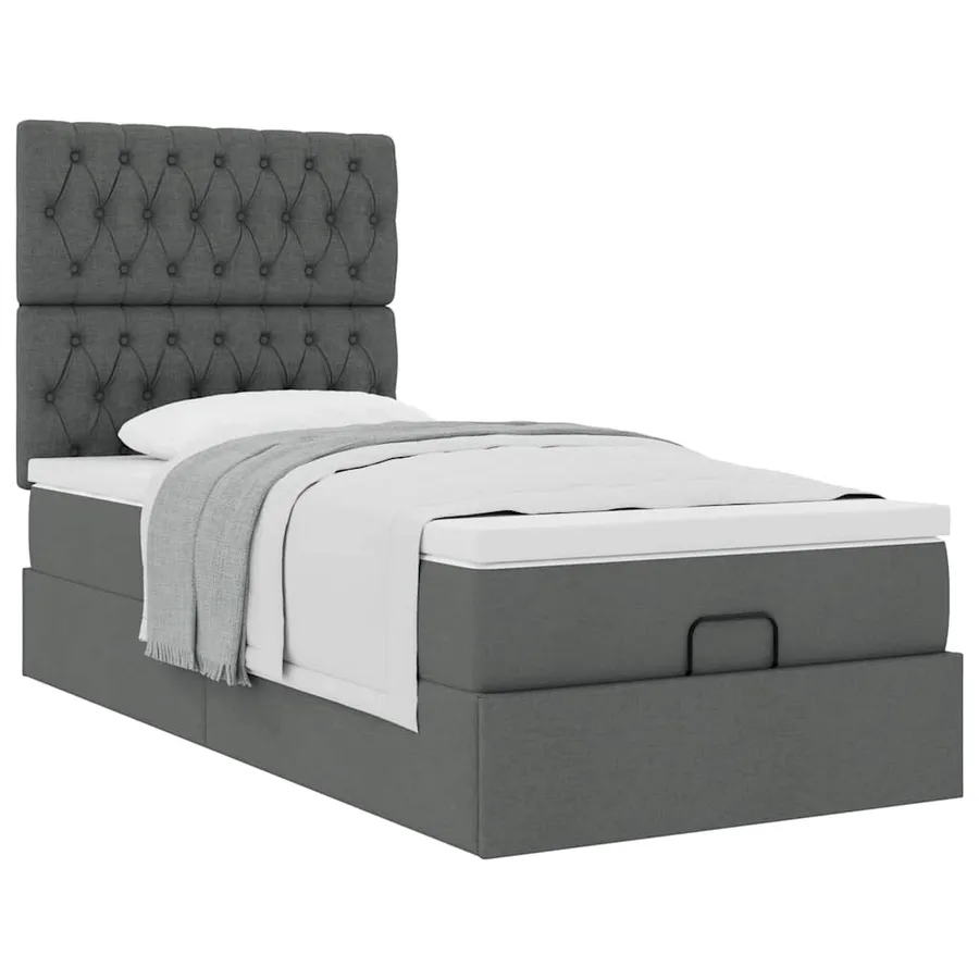Cadre de lit ottoman avec matelas gris foncé 80x200 cm tissu - 5
