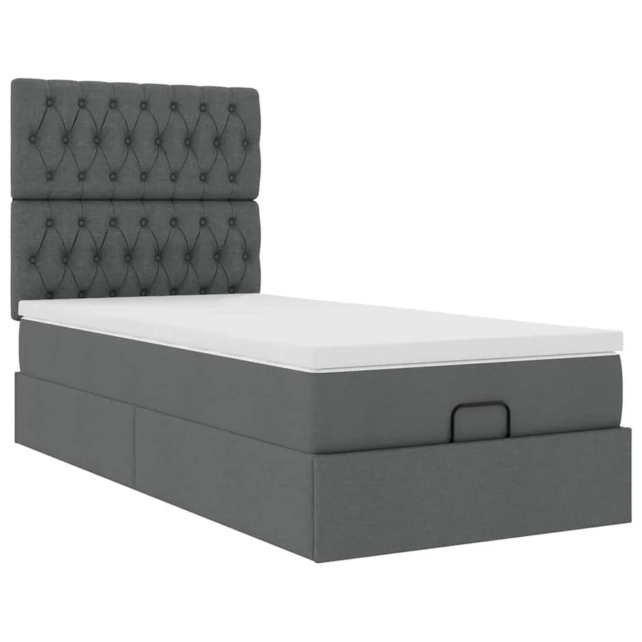 Cadre de lit ottoman avec matelas gris foncé 80x200 cm tissu - 6