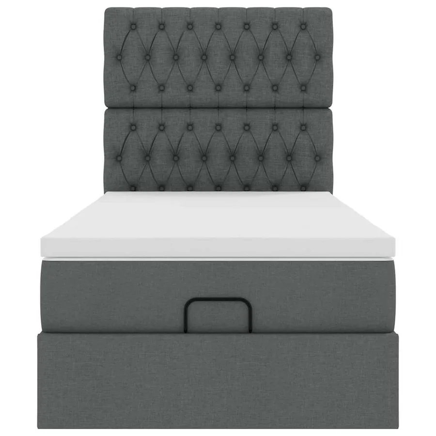 Cadre de lit ottoman avec matelas gris foncé 80x200 cm tissu - 7
