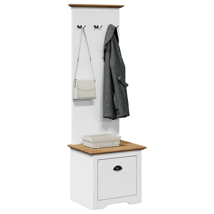 Armoire de couloir avec crochets BODO blanc marron 50x40x157 cm