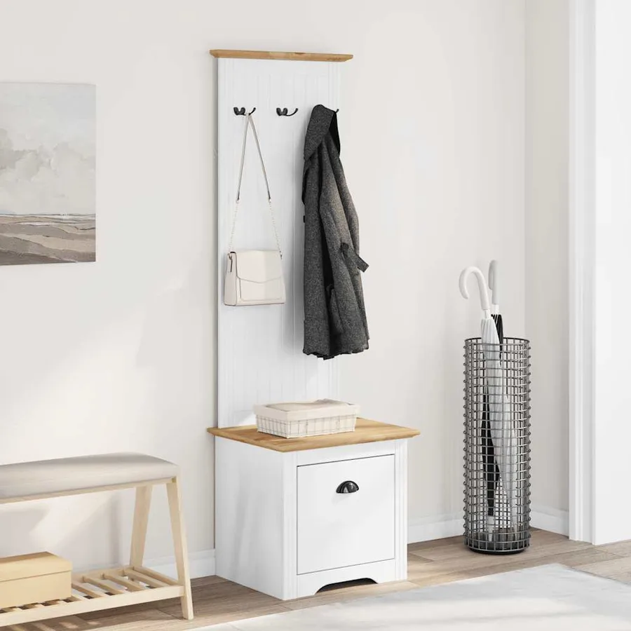 Armoire de couloir avec crochets BODO blanc marron 50x40x157 cm - 3