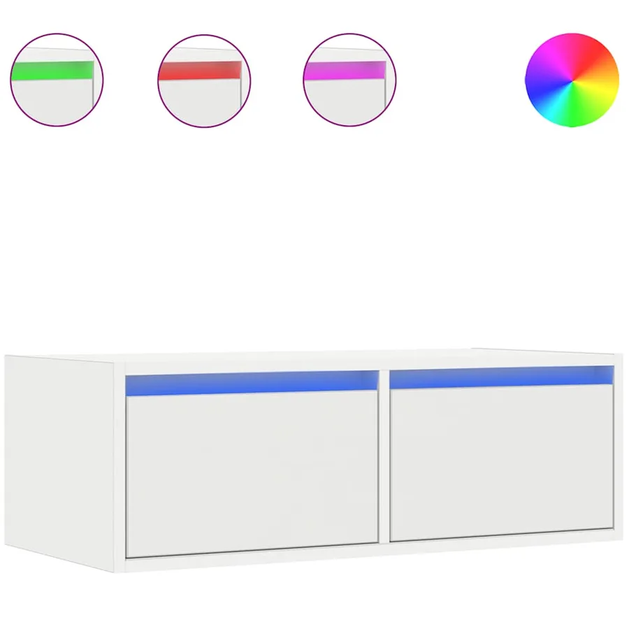Meuble TV avec lumières LED blanc 75x35,5x25 cm - 2
