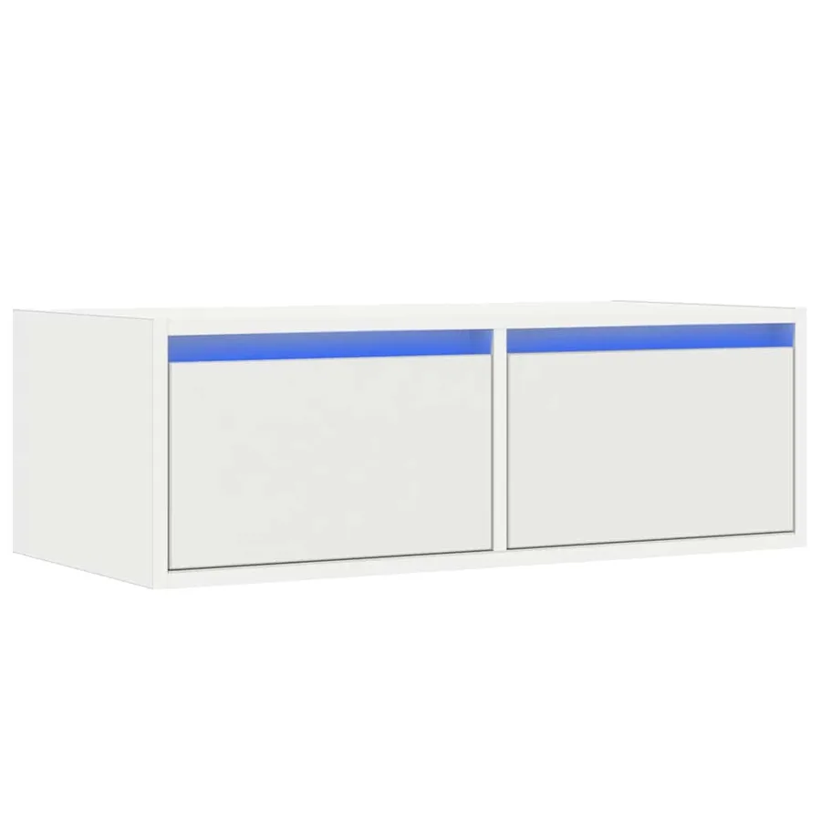 Meuble TV avec lumières LED blanc 75x35,5x25 cm - 3