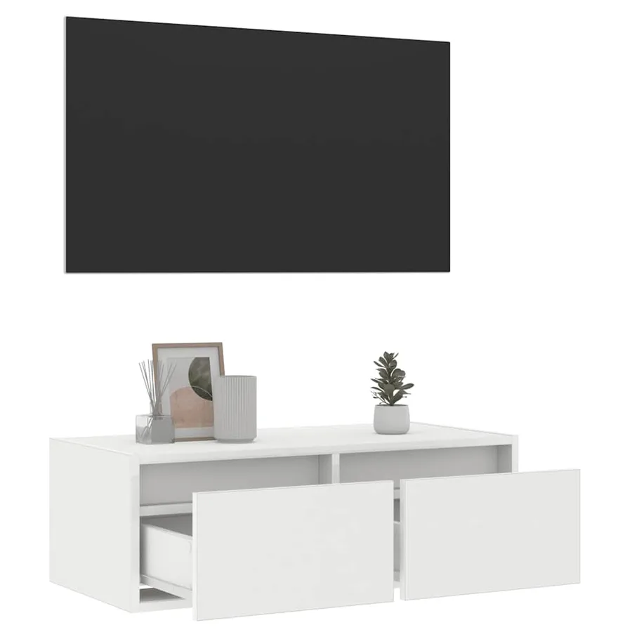 Meuble TV avec lumières LED blanc 75x35,5x25 cm - 5