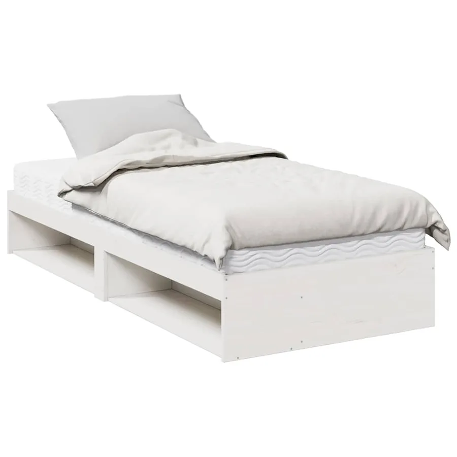 Lit de jour avec matelas blanc 80x200 cm bois de pin massif - 2