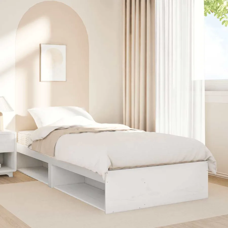 Lit de jour avec matelas blanc 80x200 cm bois de pin massif - 3