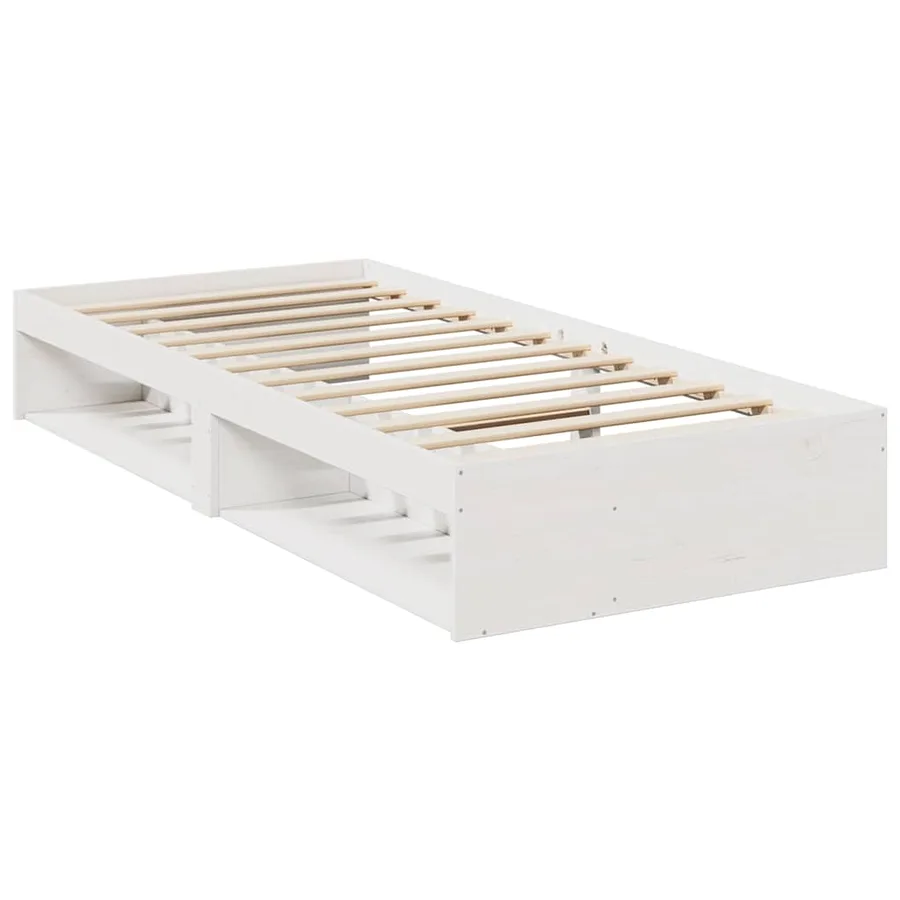 Lit de jour avec matelas blanc 80x200 cm bois de pin massif - 4