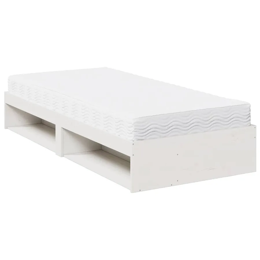 Lit de jour avec matelas blanc 80x200 cm bois de pin massif - 5