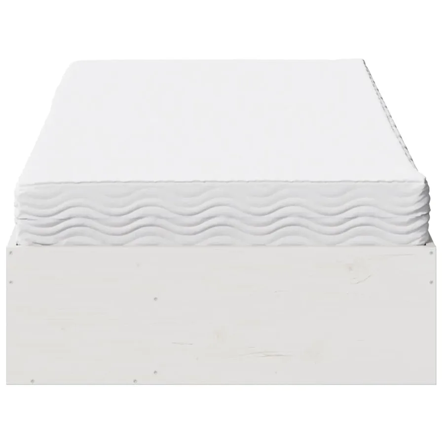 Lit de jour avec matelas blanc 80x200 cm bois de pin massif - 6