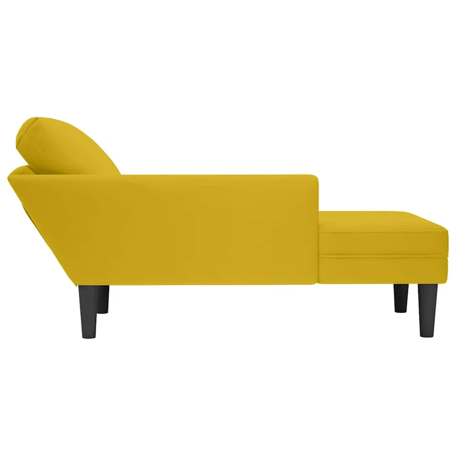 Fauteuil long avec coussin et accoudoir droit jaune velours - 5