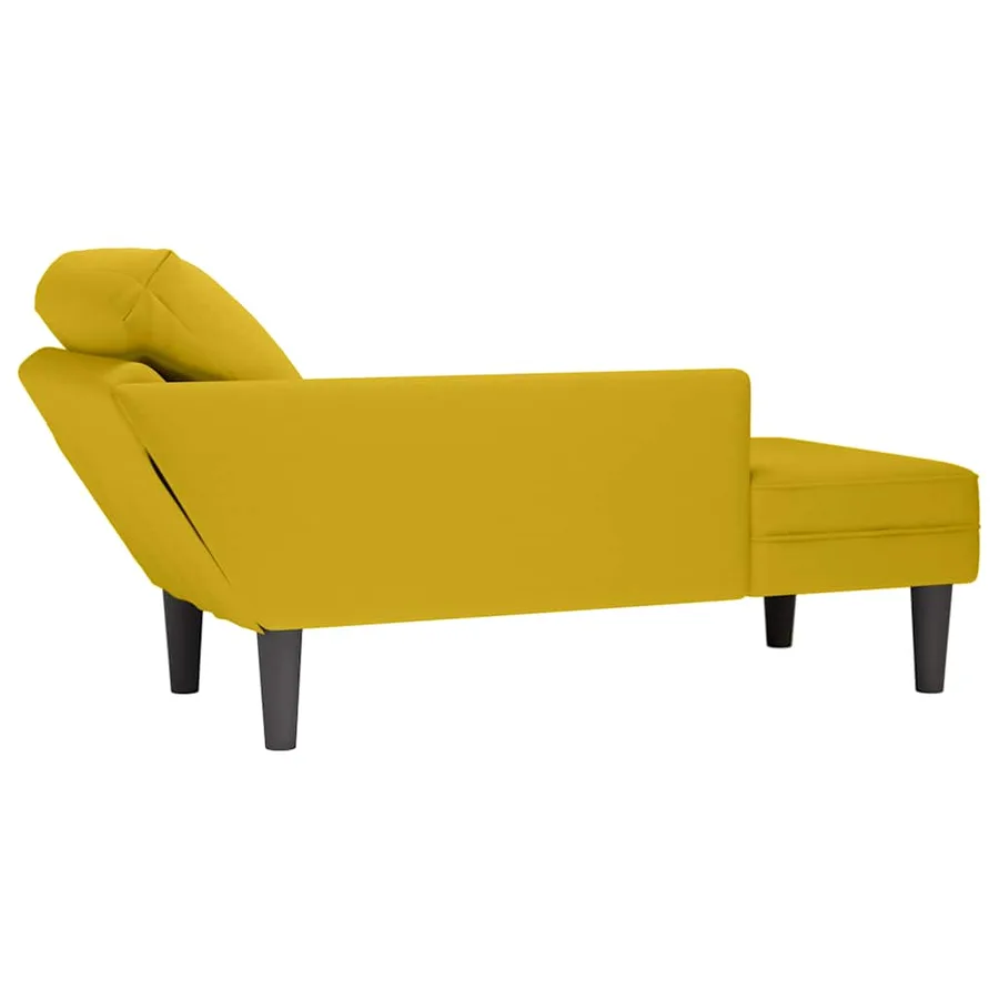 Fauteuil long avec coussin et accoudoir droit jaune velours - 6