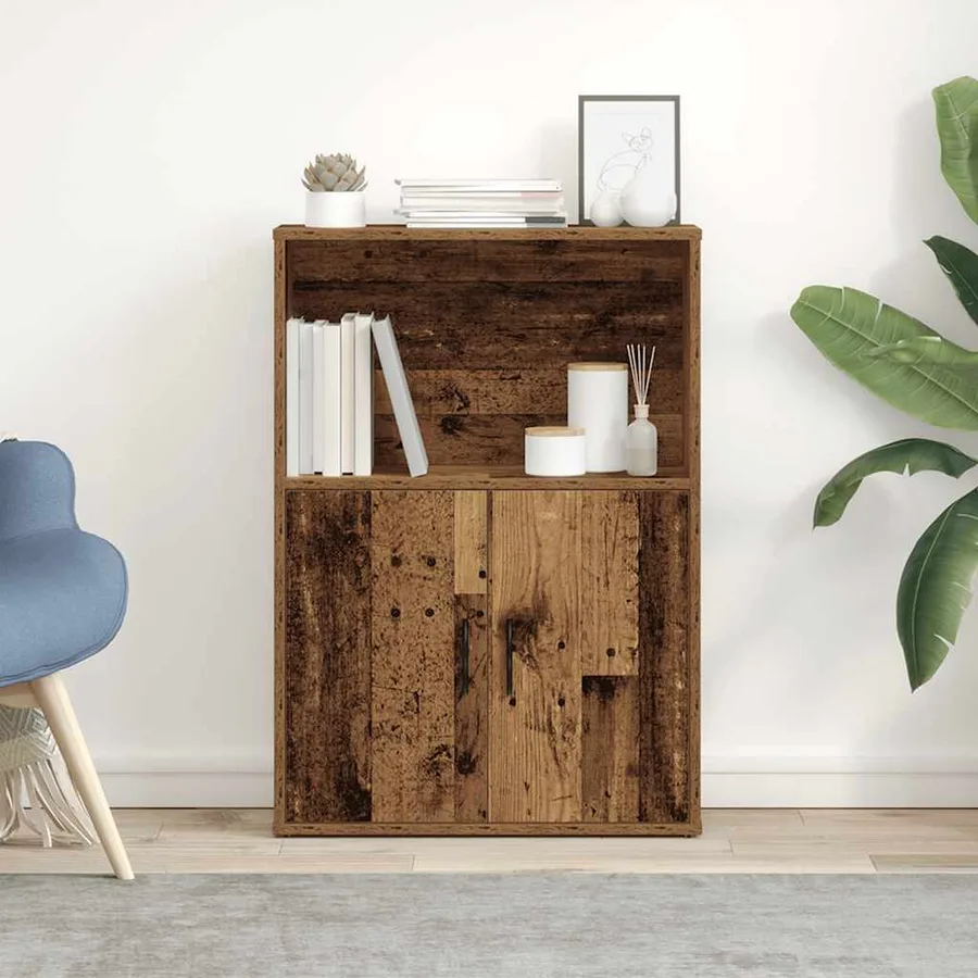 Bibliothèque vieux bois 60x24x85 cm bois d'ingénierie - 3