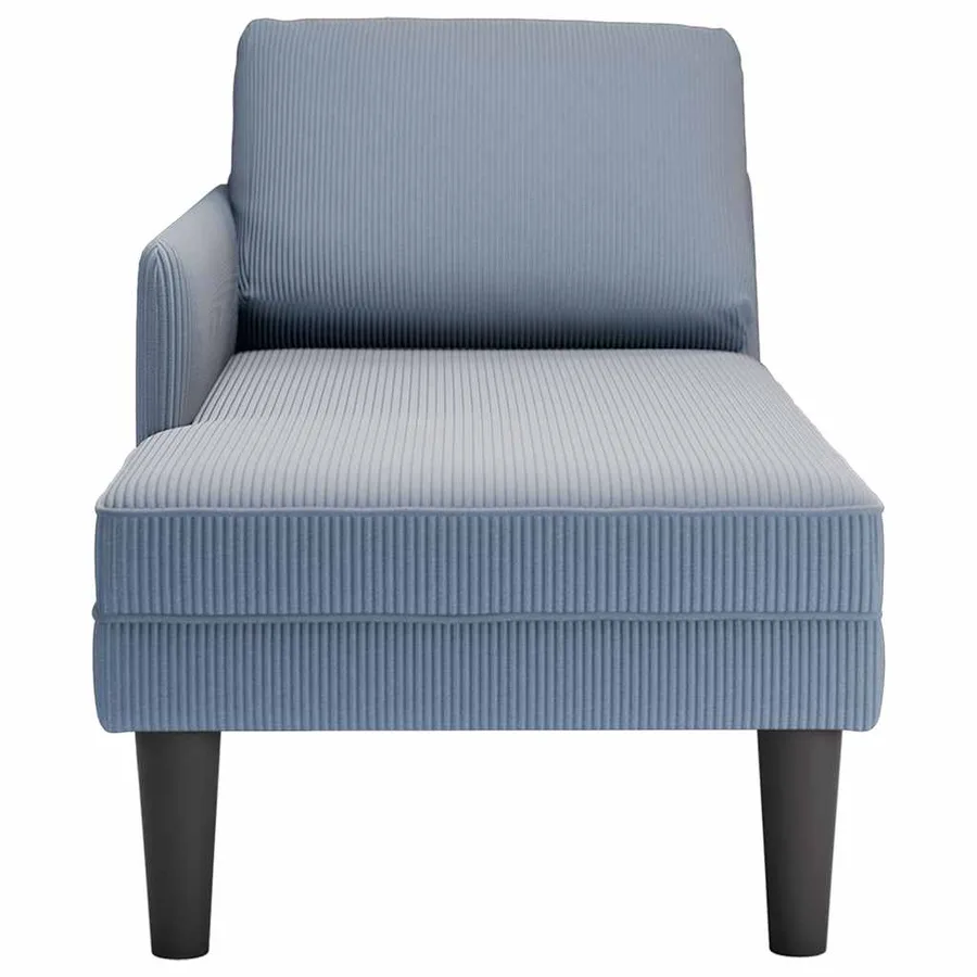 Chaise longue avec coussin bleu tissu en velours côtelé - 4