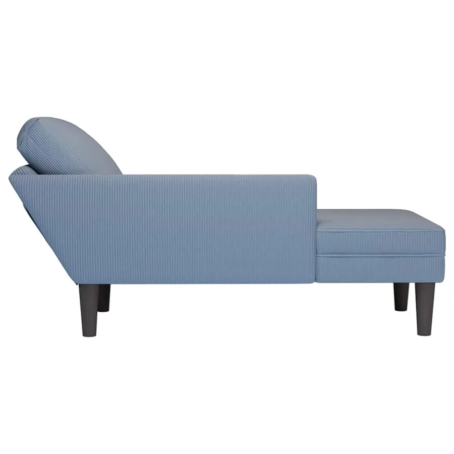 Chaise longue avec coussin bleu tissu en velours côtelé - 5