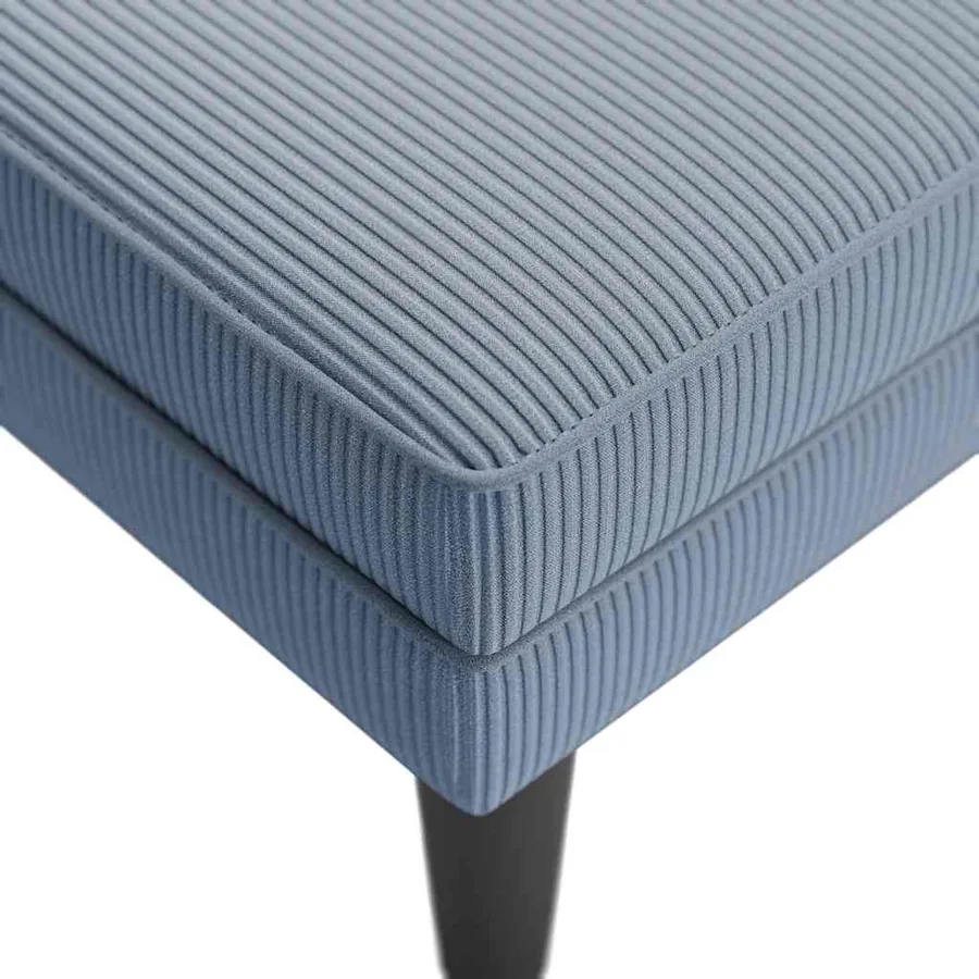 Chaise longue avec coussin bleu tissu en velours côtelé - 7