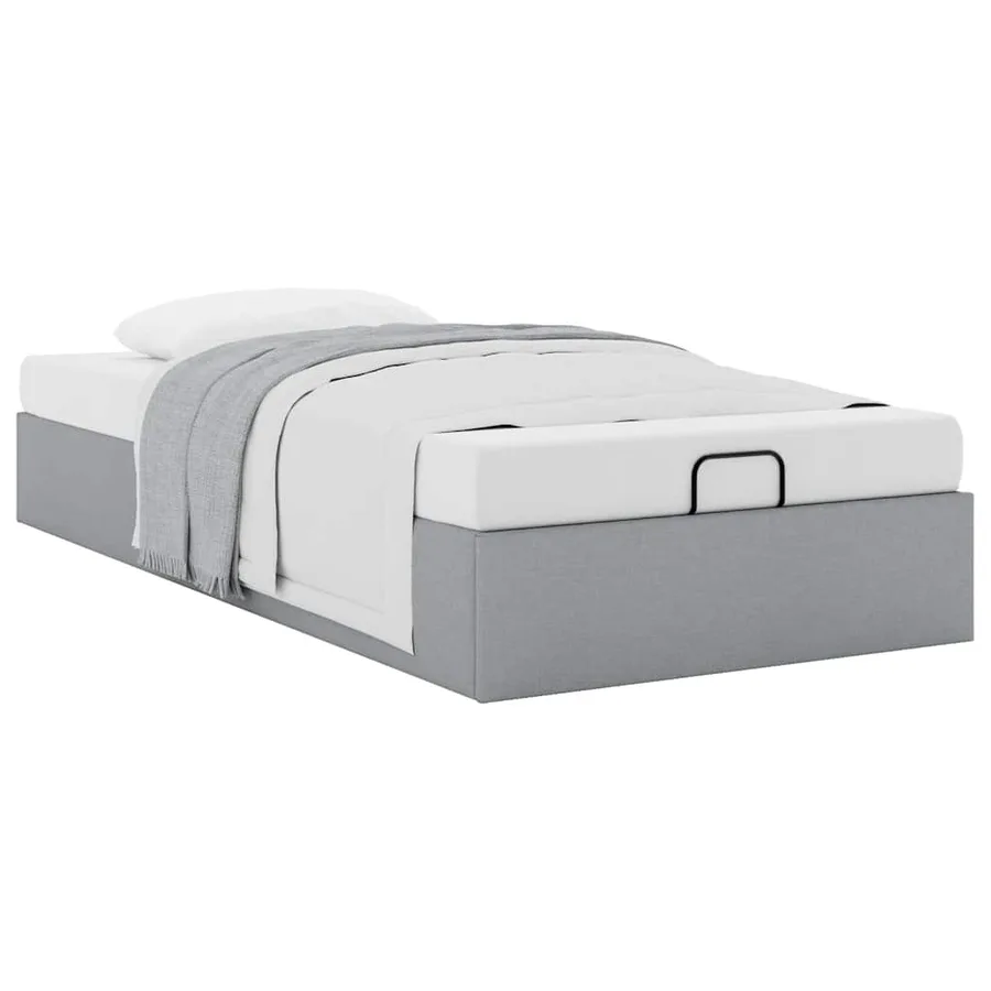 Cadre de lit ottoman sans matelas gris clair 80x200 cm tissu - 5
