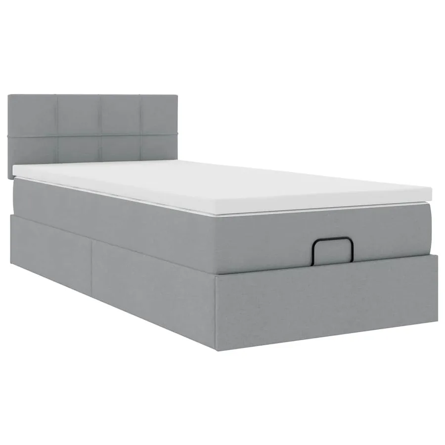 Cadre de lit ottoman avec matelas gris clair 80x200 cm tissu - 6