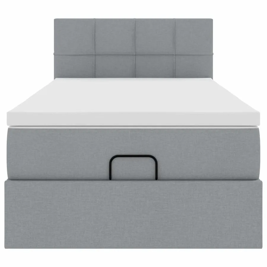 Cadre de lit ottoman avec matelas gris clair 80x200 cm tissu - 7