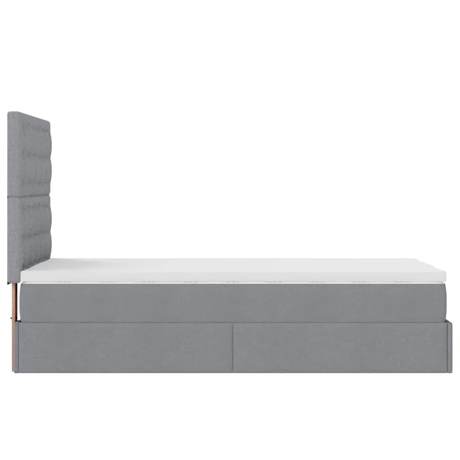 Cadre de lit ottoman avec matelas gris clair 80x200 cm tissu - 10