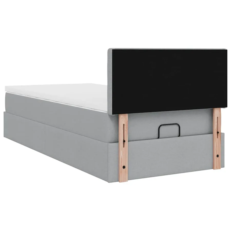 Lit ottoman avec matelas et LED Gris clair 80x200cm tissu - 12