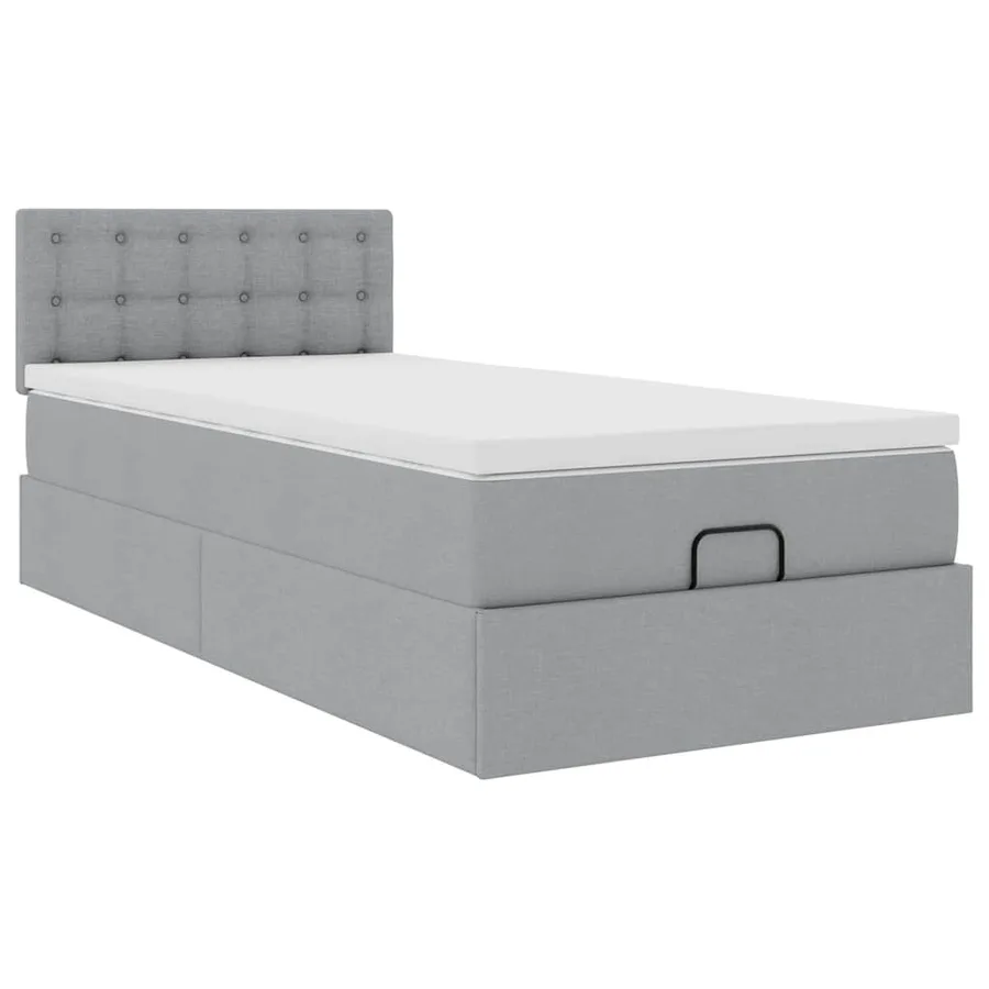 Lit ottoman avec matelas et LED Gris clair 80x200cm tissu - 7