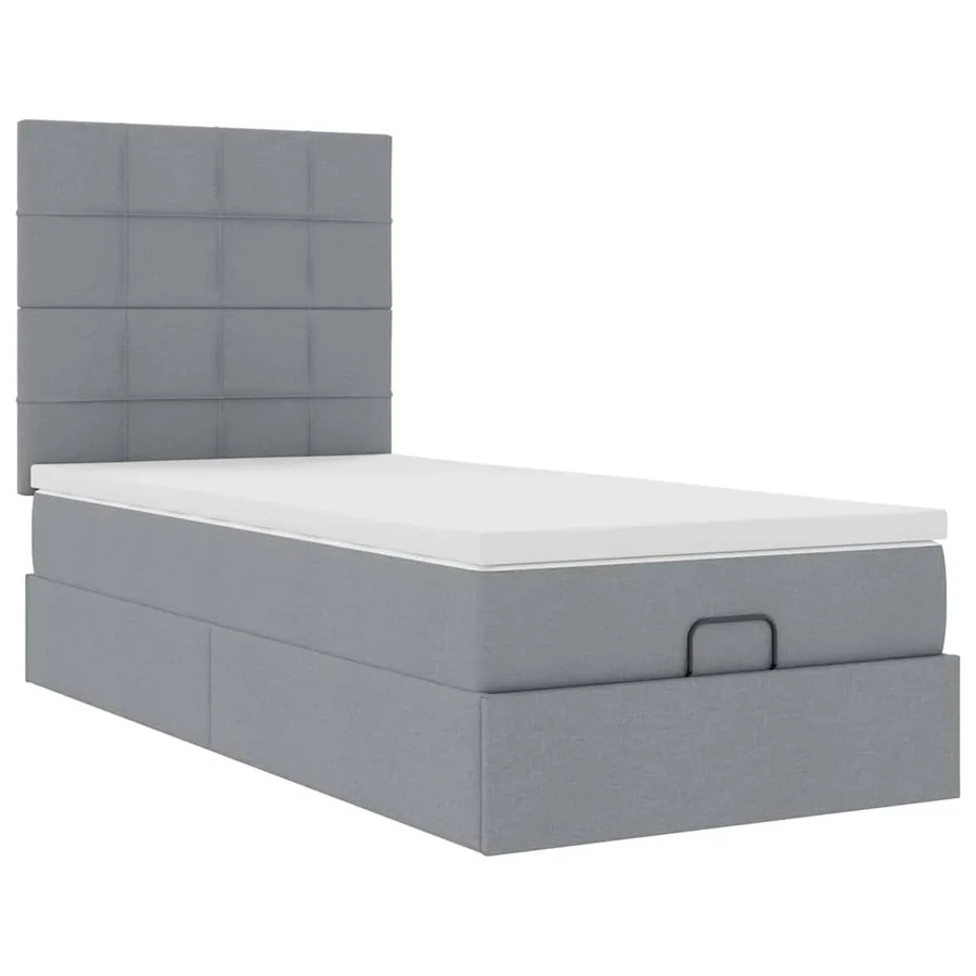Lit ottoman avec matelas et LED Gris clair 80x200cm tissu - 7