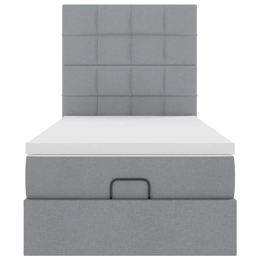 Lit ottoman avec matelas et LED Gris clair 80x200cm tissu - 8