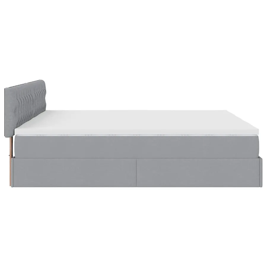 Cadre de lit ottoman et matelas gris clair 160x200cm tissu - 11