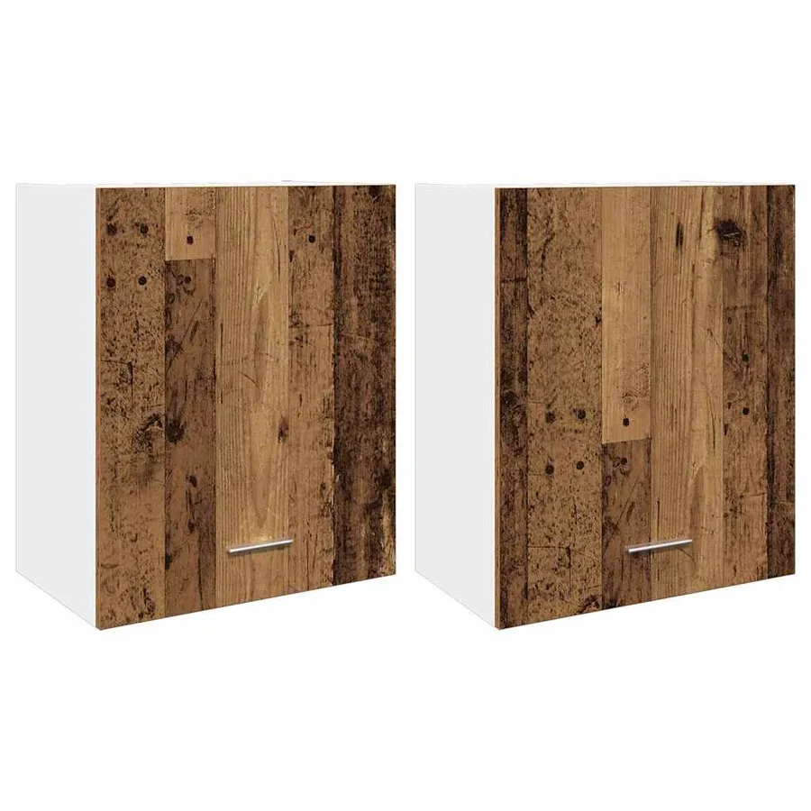 Armoires suspendues 2 pièces "Lyon" Bois ancien 50 x 31 x 60 cm Bois d'ingénierie - 2