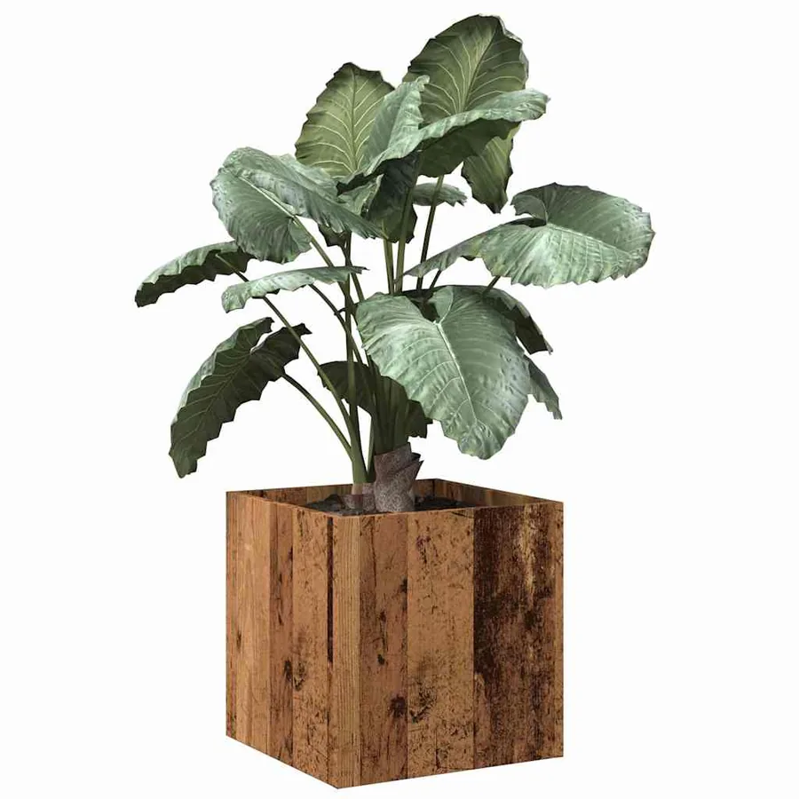 Jardinière vieux bois 40x40x40 cm bois d'ingénierie