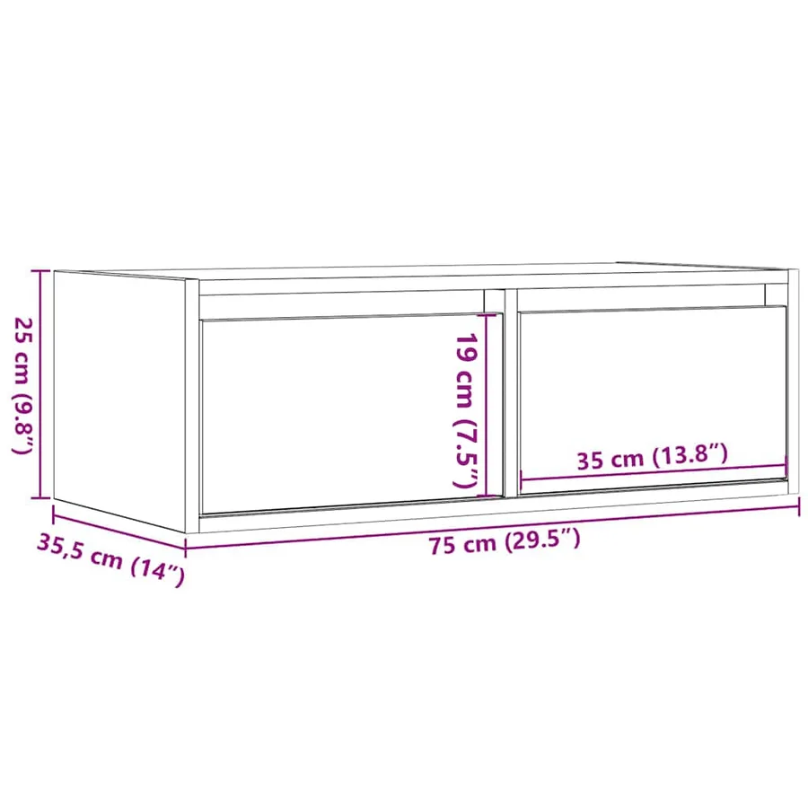 Meuble TV avec lumières LED vieux bois 75x35,5x25 cm - 14