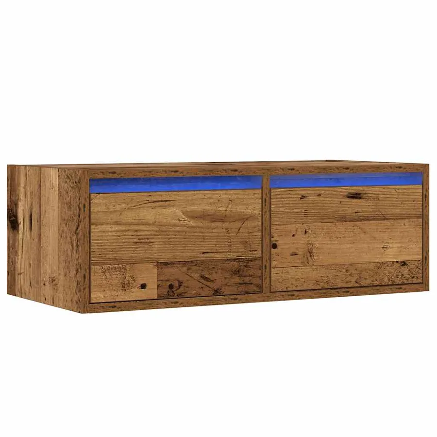 Meuble TV avec lumières LED vieux bois 75x35,5x25 cm - 3
