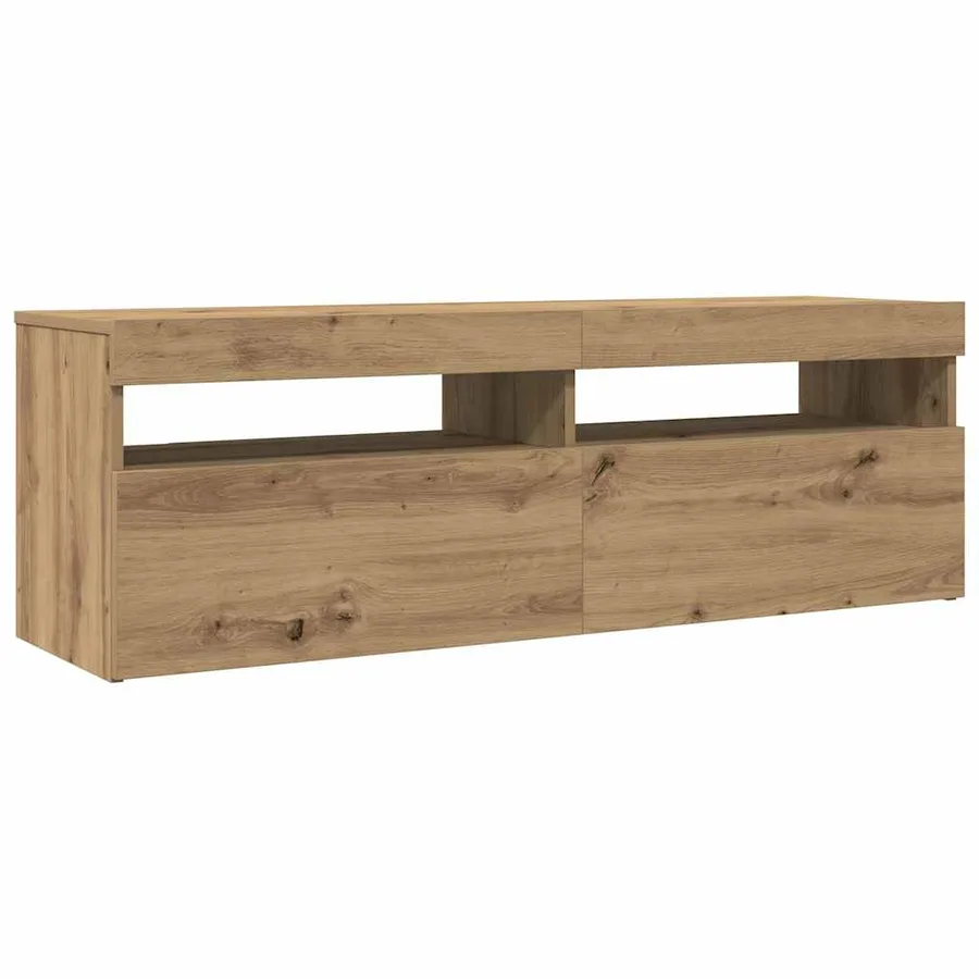 Meuble TV avec lumières LED chêne artisanal bois d'ingénierie - 5