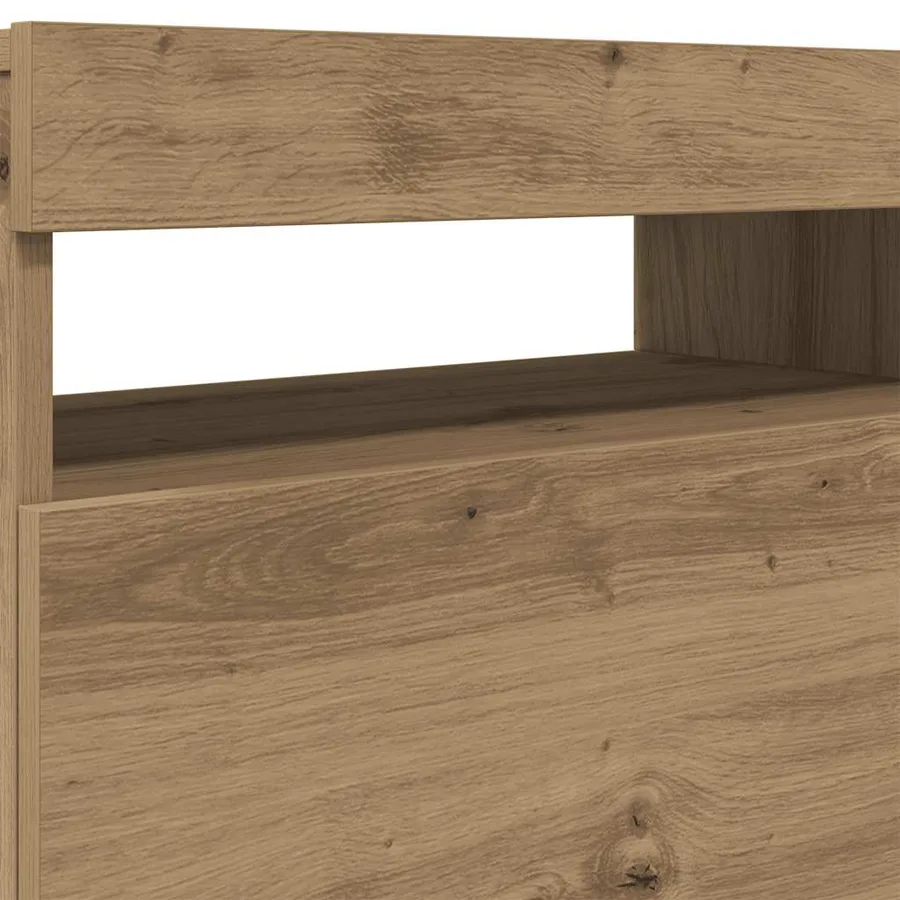 Meuble TV avec lumières LED chêne artisanal bois d'ingénierie - 9