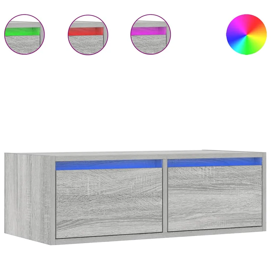Meuble TV avec lumières LED sonoma gris 75x35,5x25 cm - 2