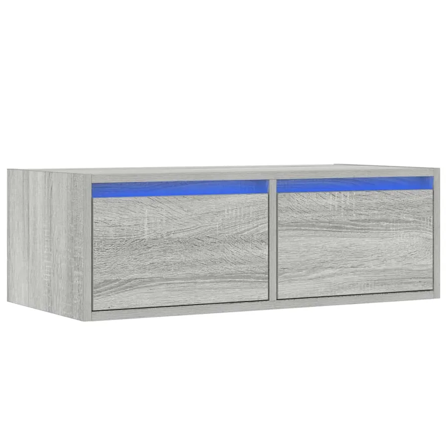 Meuble TV avec lumières LED sonoma gris 75x35,5x25 cm - 3