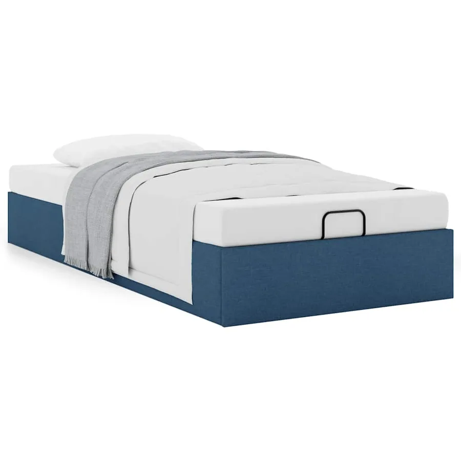 Cadre de lit ottoman sans matelas bleu 90x190 cm tissu - 4