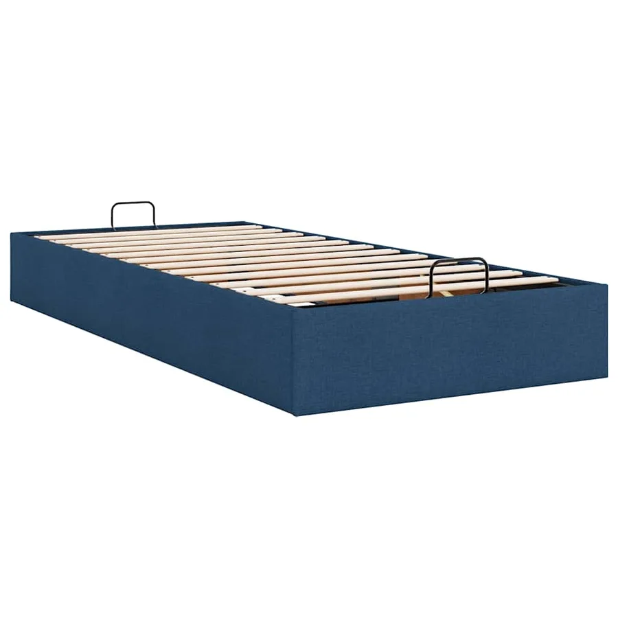 Cadre de lit ottoman sans matelas bleu 90x190 cm tissu - 9