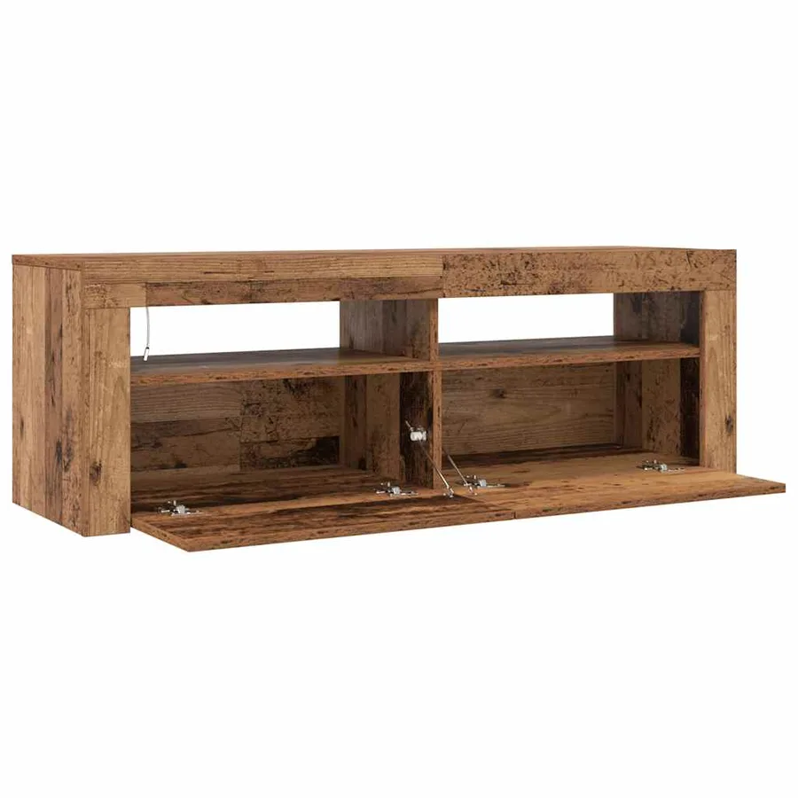 Meuble TV avec lumières LED vieux bois bois d'ingénierie - 10
