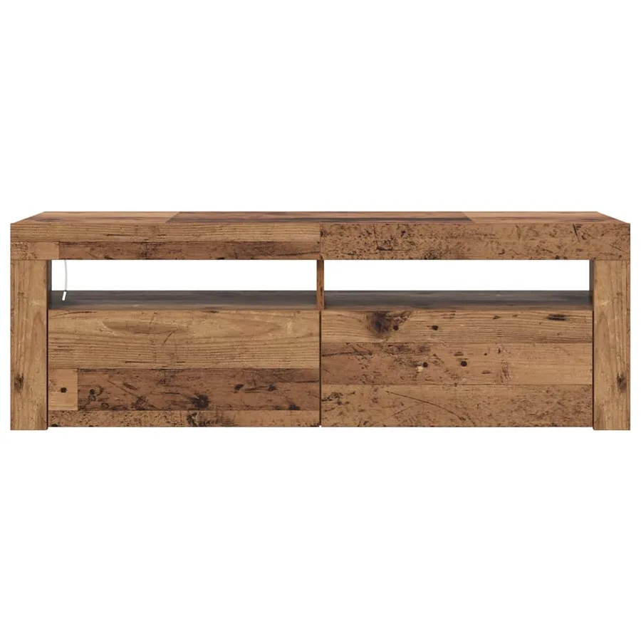 Meuble TV avec lumières LED vieux bois bois d'ingénierie - 6